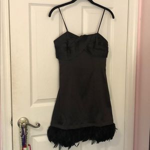 Roberta Black formal dress with feathers